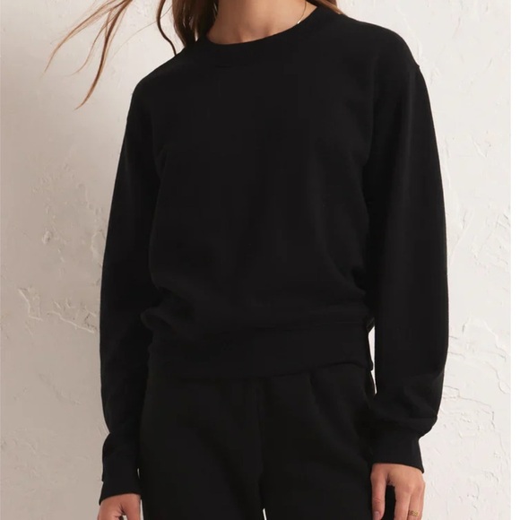 Z Supply Tops - Z Supply Classic Crew Sweatshirt Black XS